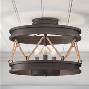 Never Opened Vandervoort Statement Semi Flush Mount Lamp with Rope Accents